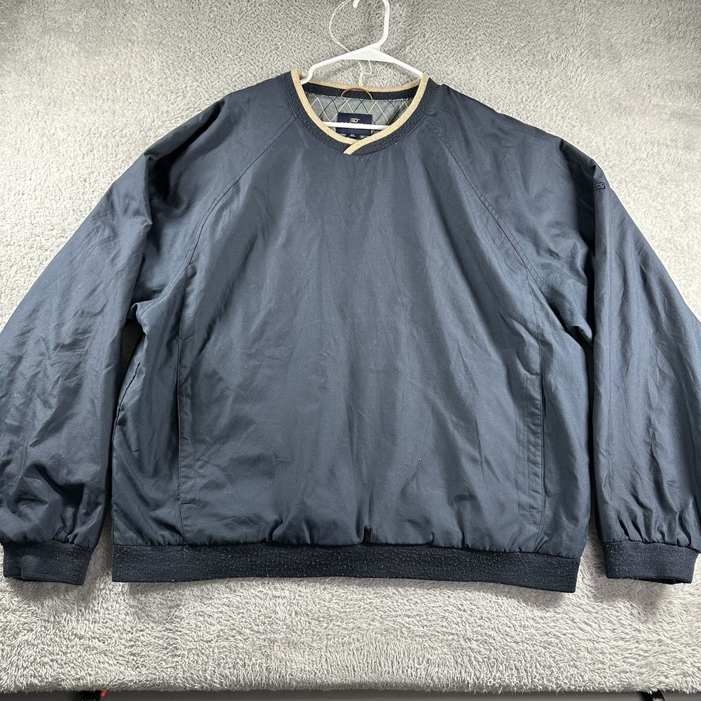 Dockers Golf Windbreaker Jacket Mens XL Navy Blue V Neck Pull Over Sweater‎
